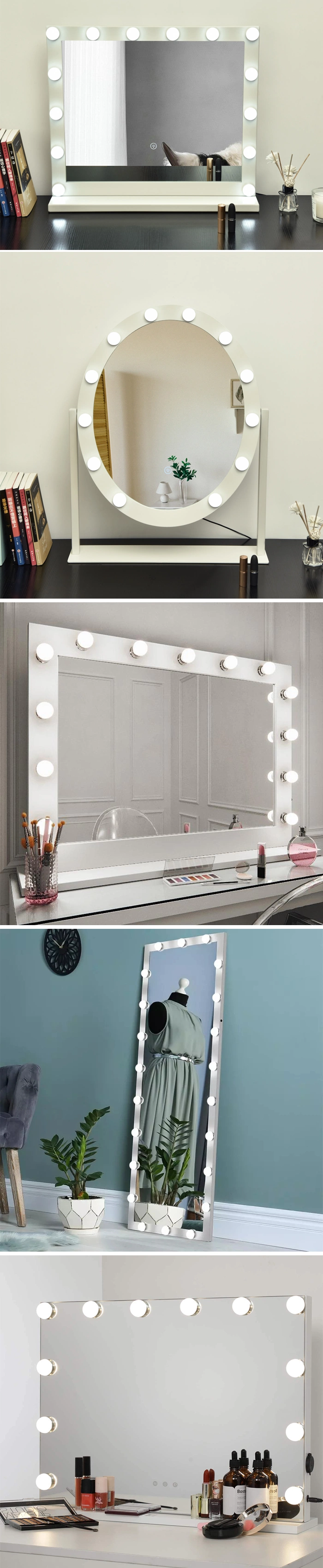 Ortonbath Vanity Mirror with Makeup Lights, Large Hollywood Light up Mirrors W/ 13 LED Bulbs for Bedroom Tabletop & Wall Mounted (26Wx21L, White)