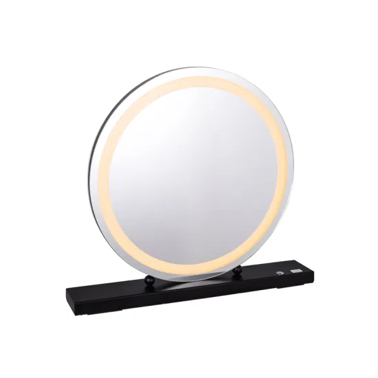 Specchio Hollywood Specchio per il trucco Specchio per il trucco Specchio rotondo moderno con luci Specchio da tavolo LED HD con supporto in metallo Specchio luminoso a 3 colori