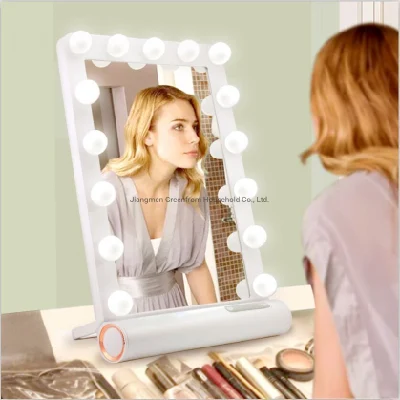 Specchio Hollywood in plastica 3 modalità di illuminazione a colori Specchio per trucco sottile da tavolo o da parete con caricatore USB Specchio per trucco Hollywood Specchio per illuminazione